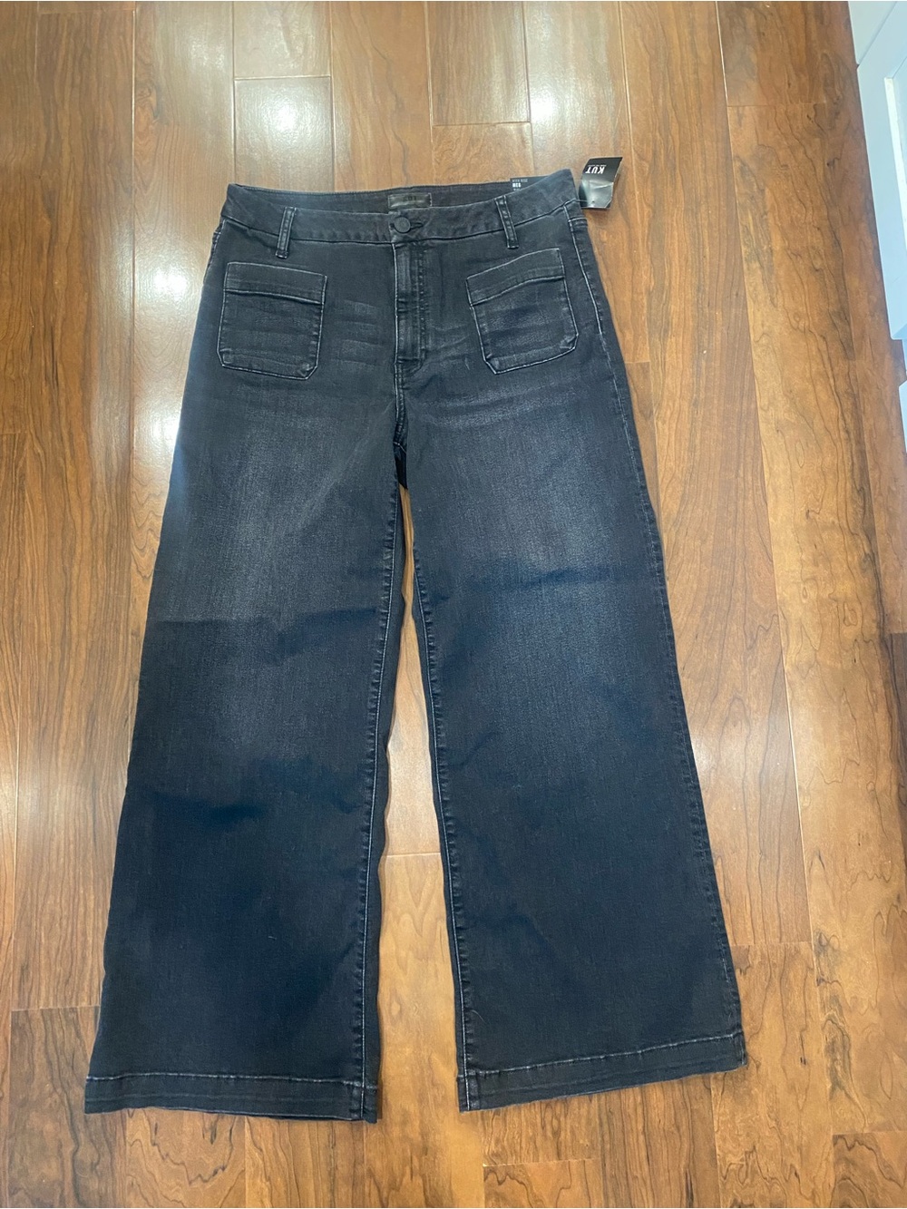 NWT Kut Meg High Rise Wide Leg Black Denim Pants